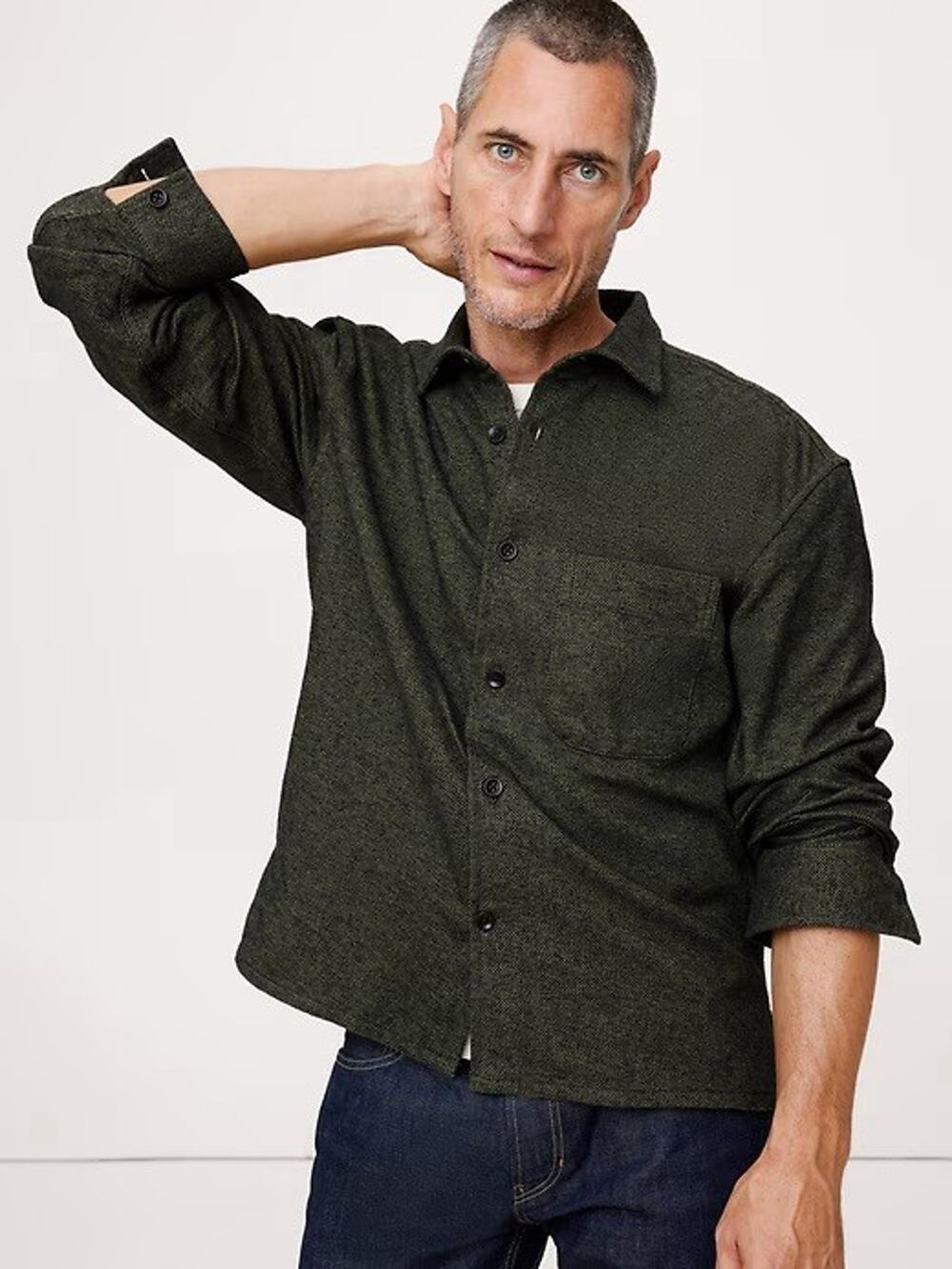 NWT Banana Republic Relaxed Fit Flannel Overshirt - Mens XXL - Olive Green 2025